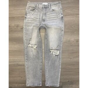 Flying Monkey Super High Rise Mom Jeans Women's 29 Gray Distressed Stretch Denim